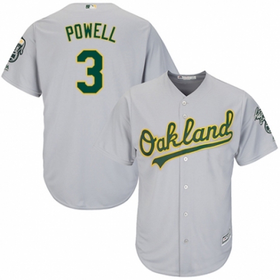 Youth Majestic Oakland Athletics #3 Boog Powell Replica Grey Road Cool Base MLB Jersey - Ujersey