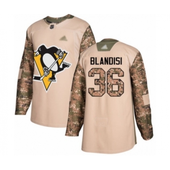 Men's Pittsburgh Penguins #36 Joseph Blandisi Authentic Camo Veterans Day Practice Hockey Jersey - Ujersey