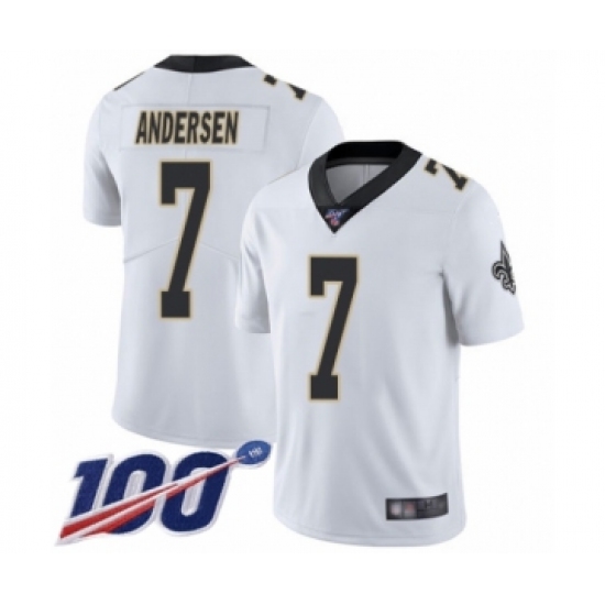 Men's New Orleans Saints #7 Morten Andersen White Vapor Untouchable Limited Player 100th Season Football Jersey - Ujersey