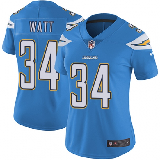 Women's Nike Los Angeles Chargers #34 Derek Watt Electric Blue Alternate Vapor Untouchable Limited Player NFL Jersey - Ujersey
