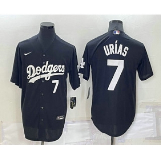Men's Los Angeles Dodgers #7 Julio Urias Number Black Turn Back The Clock Stitched Cool Base Jersey - Ujersey