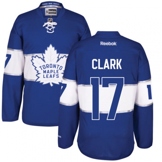 Men's Reebok Toronto Maple Leafs #17 Wendel Clark Authentic Royal Blue 2017 Centennial Classic NHL Jersey - Ujersey