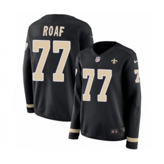 Women's Nike New Orleans Saints #77 Willie Roaf Limited Black Therma Long Sleeve NFL Jersey - Ujersey