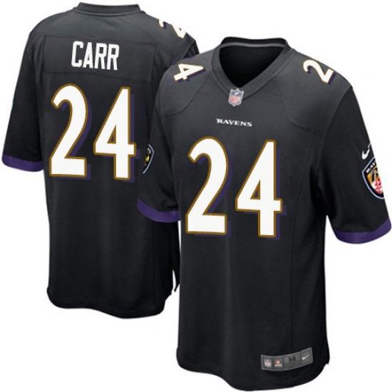 Men's Nike Baltimore Ravens #24 Brandon Carr Game Black Alternate NFL Jersey - Ujersey