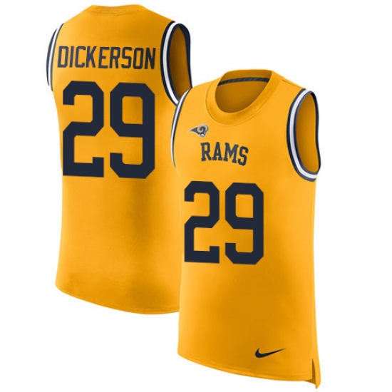 Men's Nike Los Angeles Rams #29 Eric Dickerson Limited Gold Rush Player Name & Number Tank Top NFL Jersey - Ujersey