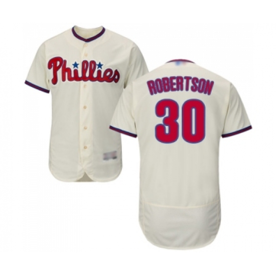 Men's Philadelphia Phillies #30 David Robertson Cream Alternate Flex Base Authentic Collection Baseball Jersey - Ujersey