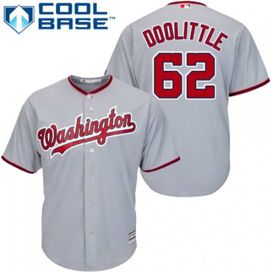 Youth Majestic Washington Nationals #62 Sean Doolittle Replica Grey Road Cool Base MLB Jersey - Ujersey