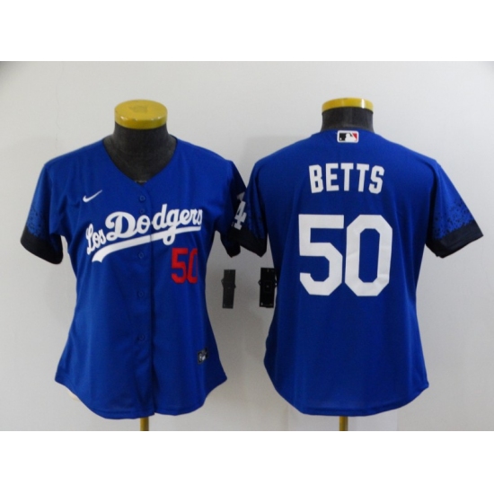 Women's Nike Los Angeles Dodgers #50 Mookie Betts Blue City Player Jersey - Ujersey