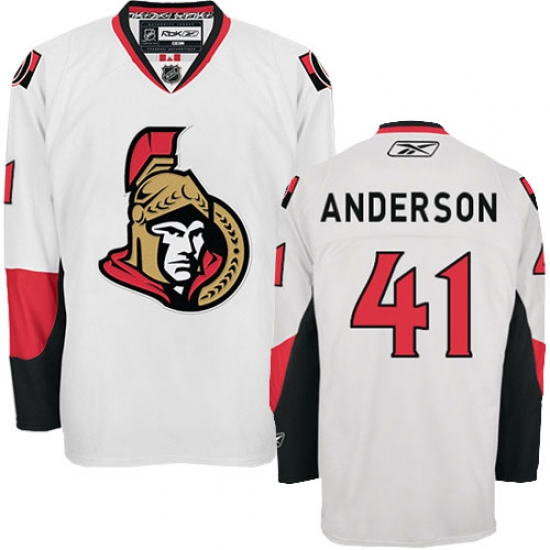 Men's Reebok Ottawa Senators #41 Craig Anderson Authentic White Away NHL Jersey - Ujersey