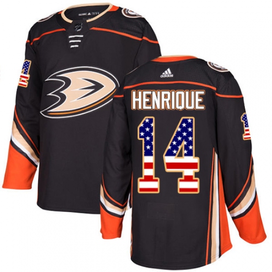 Youth Adidas Anaheim Ducks #14 Adam Henrique Authentic Black USA Flag Fashion NHL Jersey - Ujersey