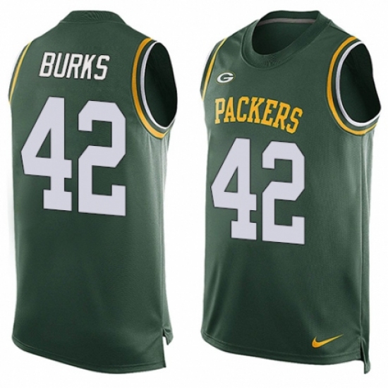 Men's Nike Green Bay Packers #42 Oren Burks Limited Green Player Name & Number Tank Top NFL Jersey - Ujersey