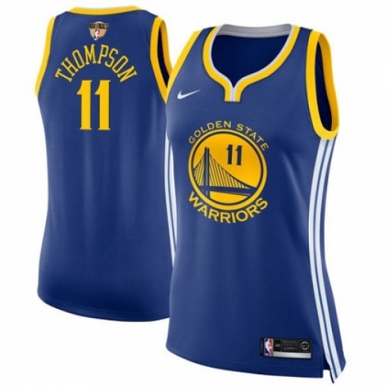 Women's Nike Golden State Warriors #11 Klay Thompson Authentic Royal Blue Road 2018 NBA Finals Bound NBA Jersey - Icon Edition - Ujersey