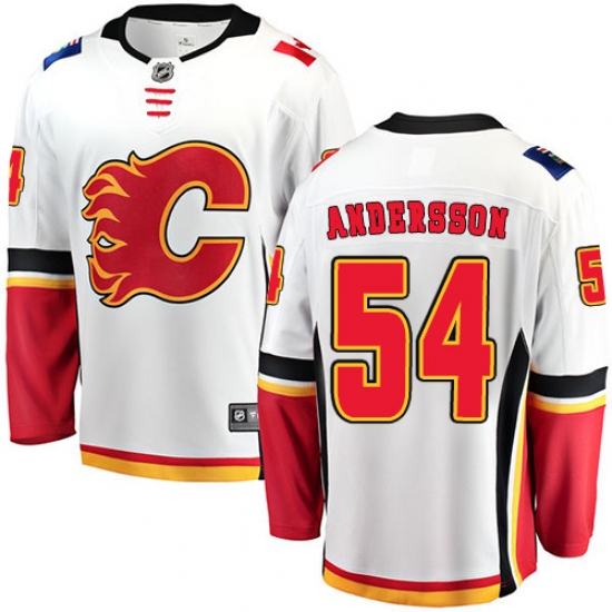 Youth Calgary Flames #54 Rasmus Andersson Fanatics Branded White Away Breakaway NHL Jersey - Ujersey