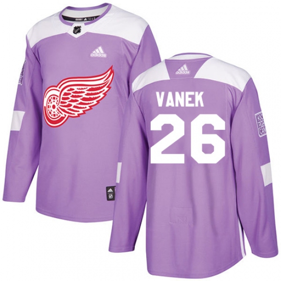 Youth Adidas Detroit Red Wings #26 Thomas Vanek Authentic Purple Fights Cancer Practice NHL Jersey - Ujersey
