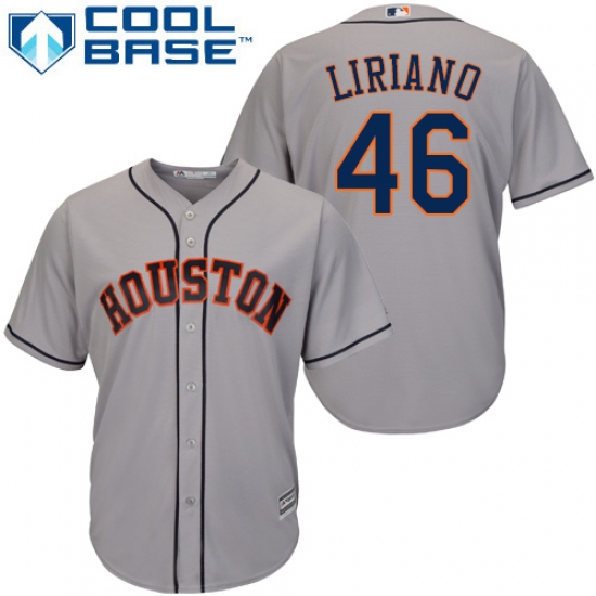 Youth Majestic Houston Astros #46 Francisco Liriano Authentic Grey Road Cool Base MLB Jersey - Ujersey