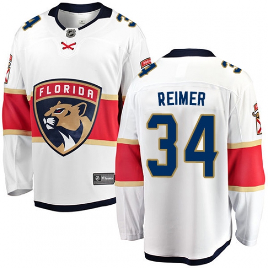 Youth Florida Panthers #34 James Reimer Fanatics Branded White Away Breakaway NHL Jersey