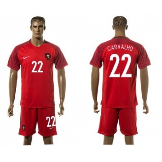 Portugal #22 Carvalho Home Soccer Country Jersey
