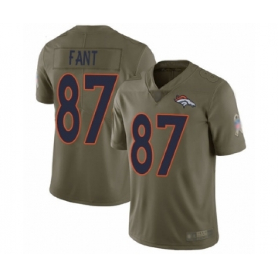 Men's Denver Broncos #87 Noah Fant Limited Olive 2017 Salute to Service Football Jersey - Ujersey