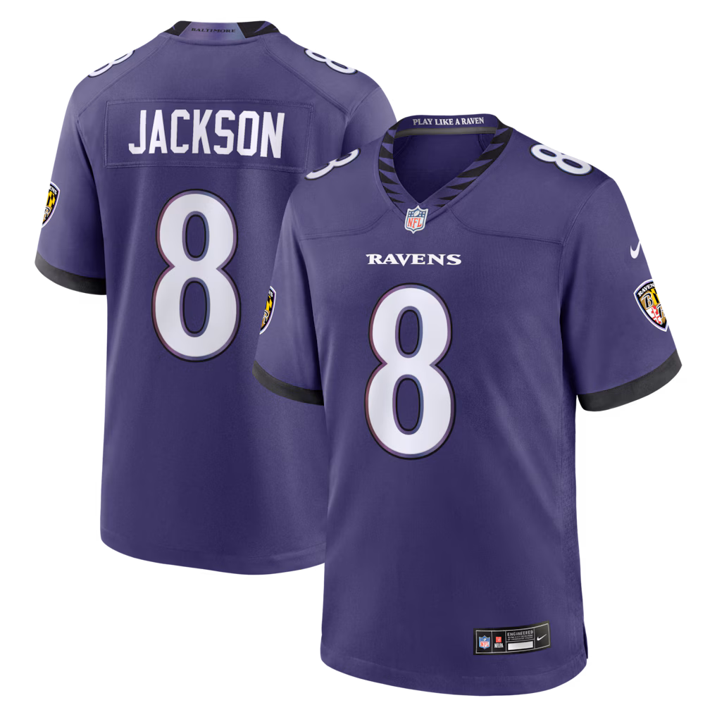 Men's Baltimore Ravens Lamar Jackson Nike Purple Team Game Jersey