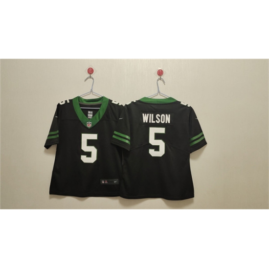 Women's New York Jets #5 Garrett Wilson Black Vapor Football Stitched Jersey(Run Small) - Ujersey