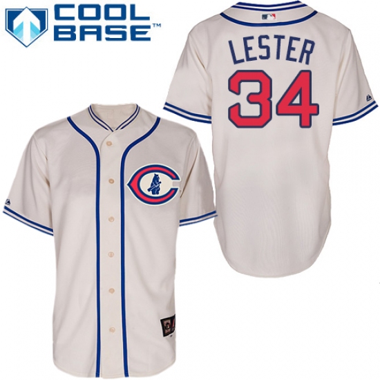 Men's Majestic Chicago Cubs #34 Jon Lester Replica Cream 1929 Turn Back The Clock MLB Jersey