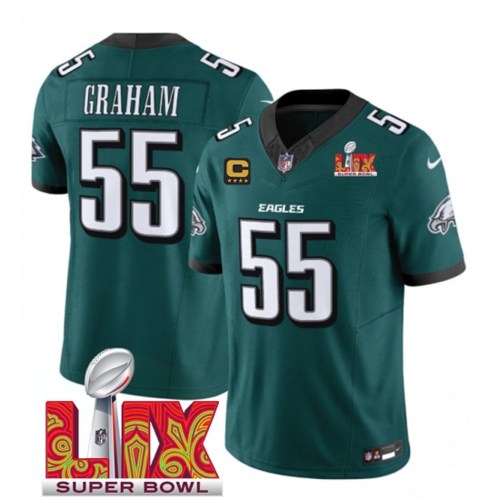 Men's Philadelphia Eagles #55 Brandon Graham Green 2025 Super Bowl LIX And 4-Star C Gold New F.U.S.E. Vapor Limited Football Stitched Jersey - Ujersey