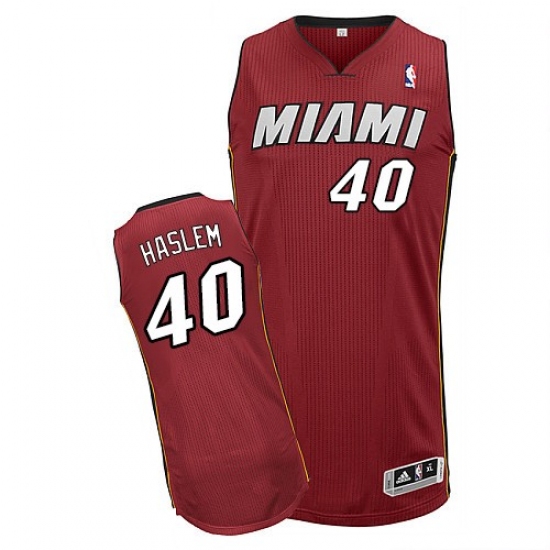 Men's Adidas Miami Heat #40 Udonis Haslem Authentic Red Alternate NBA Jersey - Ujersey