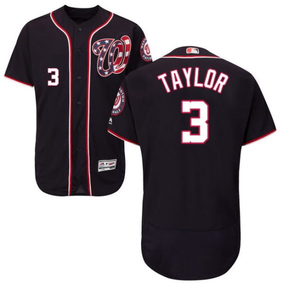 Men's Majestic Washington Nationals #3 Michael Taylor Navy Blue Alternate Flex Base Authentic Collection MLB Jersey - Ujersey