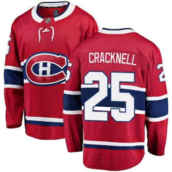 Men's Montreal Canadiens #25 Adam Cracknell Authentic Red Home Fanatics Branded Breakaway NHL Jersey - Ujersey