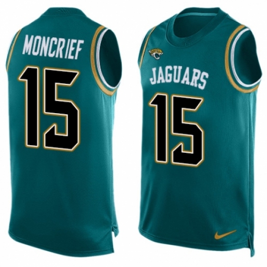 Men's Nike Jacksonville Jaguars #15 Donte Moncrief Limited Teal Green Player Name & Number Tank Top NFL Jersey - Ujersey