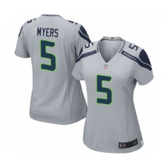Women's Seattle Seahawks #5 Jason Myers Game Grey Alternate Football Jersey - Ujersey