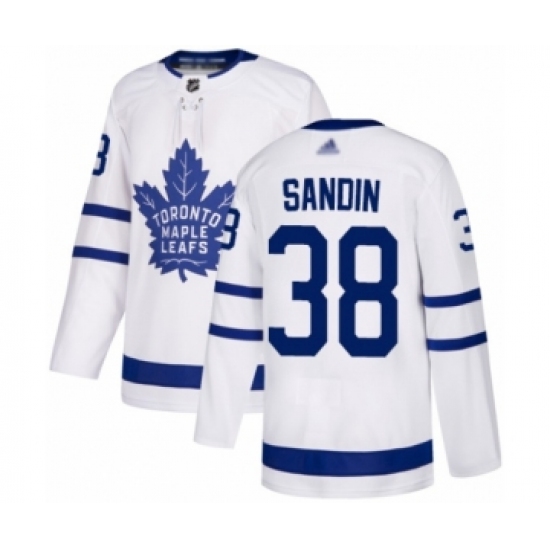Men's Toronto Maple Leafs #38 Rasmus Sandin Authentic White Away Hockey Jersey - Ujersey