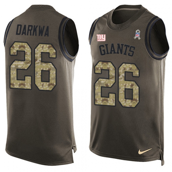 Men's Nike New York Giants #26 Orleans Darkwa Limited Green Salute to Service Tank Top NFL Jersey - Ujersey