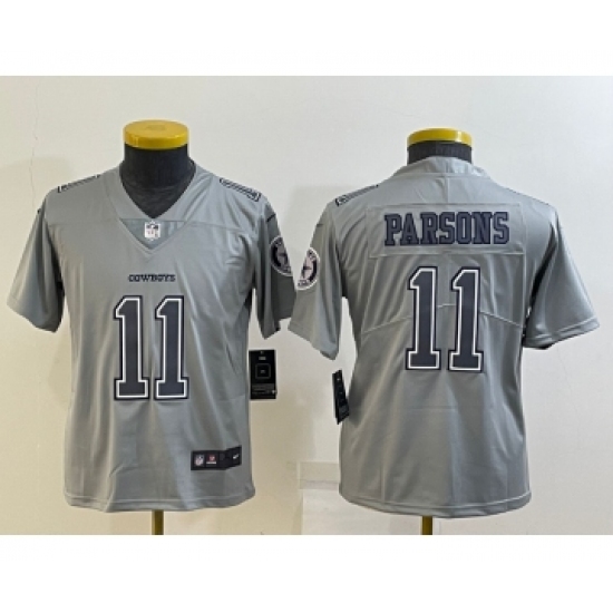 Youth Dallas Cowboys #11 Micah Parsons Grey Atmosphere Fashion 2022 Vapor Untouchable Stitched Nike Limited Jersey - Ujersey