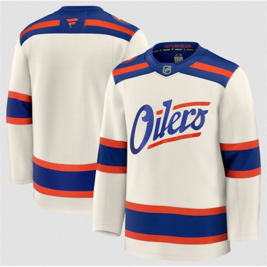 Men's Edmonton Oilers Blank Light Beige Alternate Stitched Hockey Jersey - Ujersey