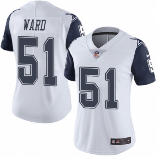 Women's Nike Dallas Cowboys #51 Jihad Ward Limited White Rush Vapor Untouchable NFL Jersey - Ujersey