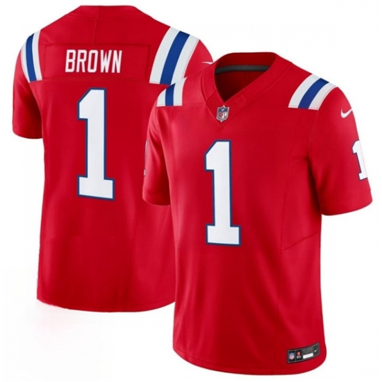 Men's New England Patriots #1 A.J. Brown Red 2026 F.U.S.E. Vapor Limited Football Stitched Jersey - Ujersey