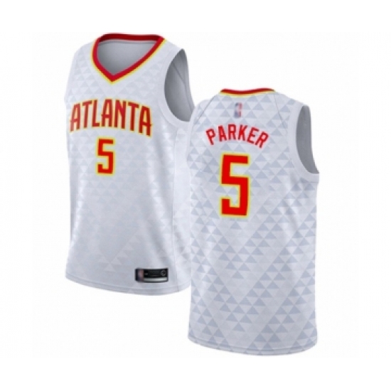 Men's Atlanta Hawks #5 Jabari Parker Authentic White Basketball Jersey - Association Edition - Ujersey