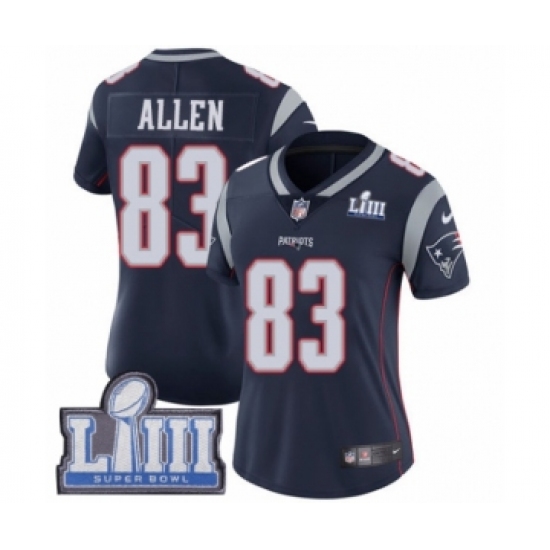 Women's Nike New England Patriots #83 Dwayne Allen Navy Blue Team Color Vapor Untouchable Limited Player Super Bowl LIII Bound NFL Jersey - Ujersey