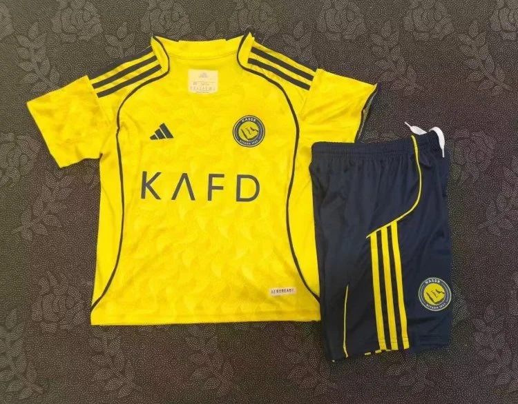 Al Nassr Soccer Jersey Home Kids Kit Jersey+Shorts 2025/26