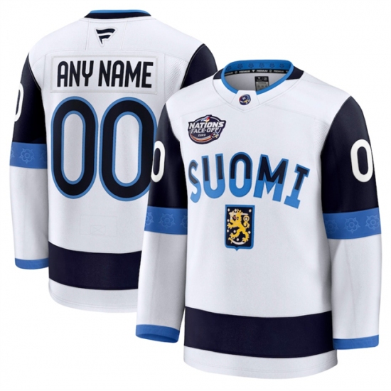 Men's Finland Active Player Custom White 2025 4 Nations Face-Off Premium Stitched Jersey - Ujersey