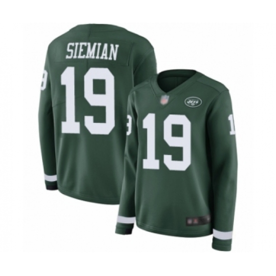 Women's New York Jets #19 Trevor Siemian Limited Green Therma Long Sleeve Football Jersey - Ujersey