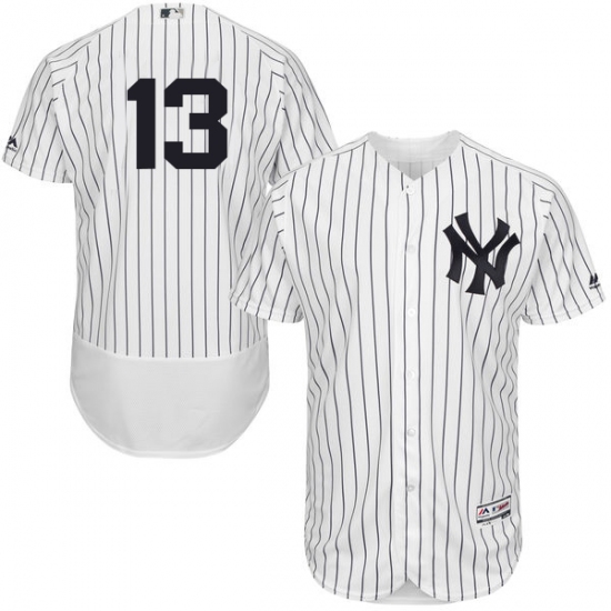 Men's Majestic New York Yankees #13 Alex Rodriguez White Home Flex Base Authentic Collection MLB Jersey - Ujersey