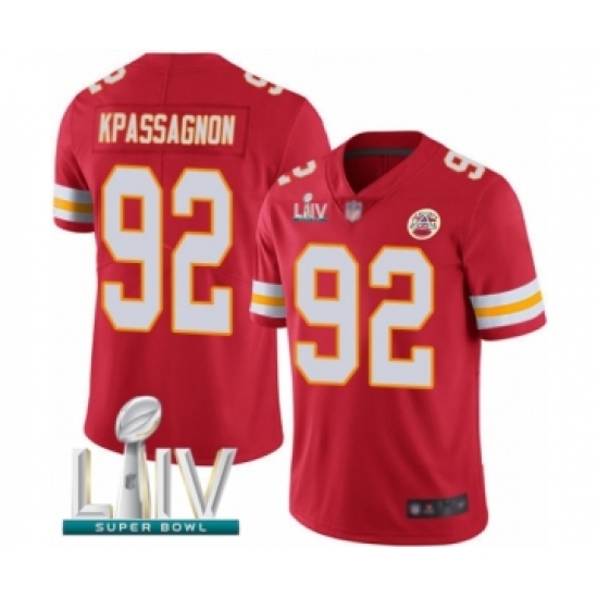 Men's Kansas City Chiefs #92 Tanoh Kpassagnon Red Team Color Vapor Untouchable Limited Player Super Bowl LIV Bound Football Jersey - Ujersey