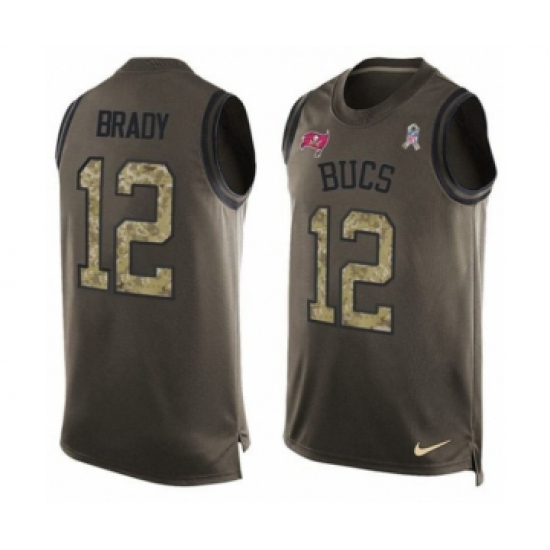 Men's Tampa Bay Buccaneers #12 Tom Brady Green Limited Salute To Service Tank Top Jersey - Ujersey