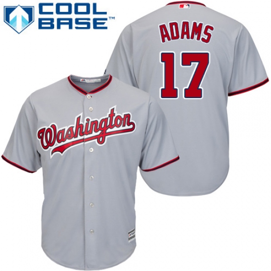 Youth Majestic Washington Nationals #17 Matt Adams Authentic Grey Road Cool Base MLB Jersey - Ujersey