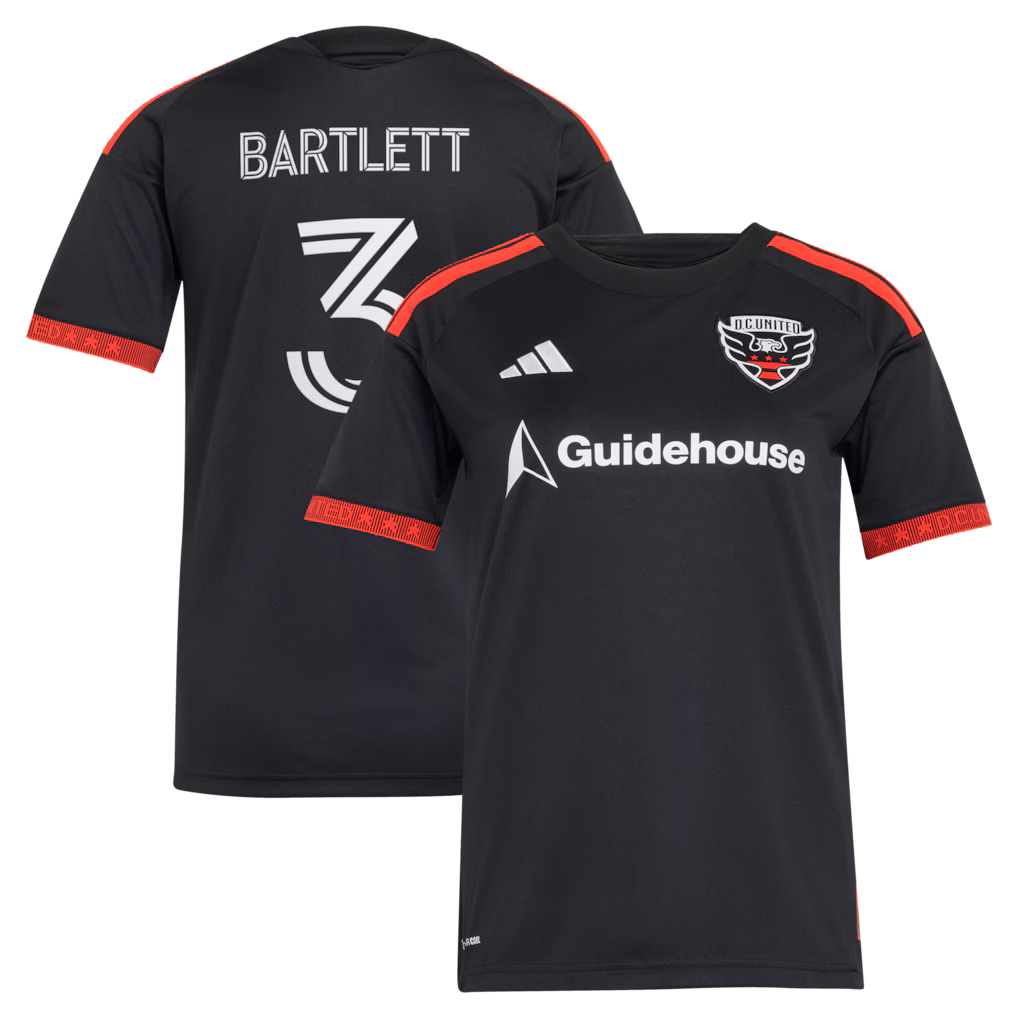 Women's D.C. United Lucas Bartlett adidas Black 2026 Black-and-Red Kit Replica Jersey - ujerseystore