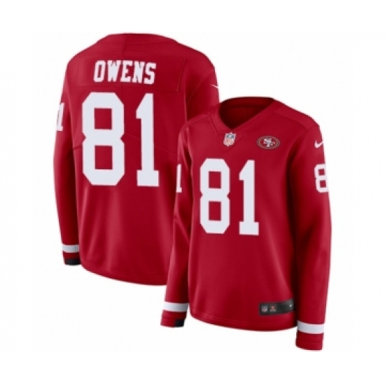 Women's Nike San Francisco 49ers #81 Terrell Owens Limited Red Therma Long Sleeve NFL Jersey - Ujersey