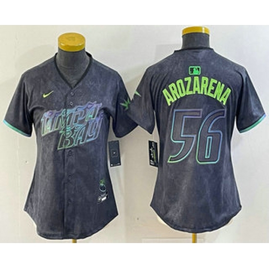 Women's Tampa Bay Rays #56 Randy Arozarena Charcoal 2024 City Connect Limited Stitched Jersey - Ujersey