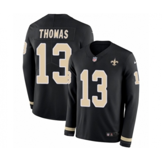 Men's Nike New Orleans Saints #13 Michael Thomas Limited Black Therma Long Sleeve NFL Jersey - Ujersey